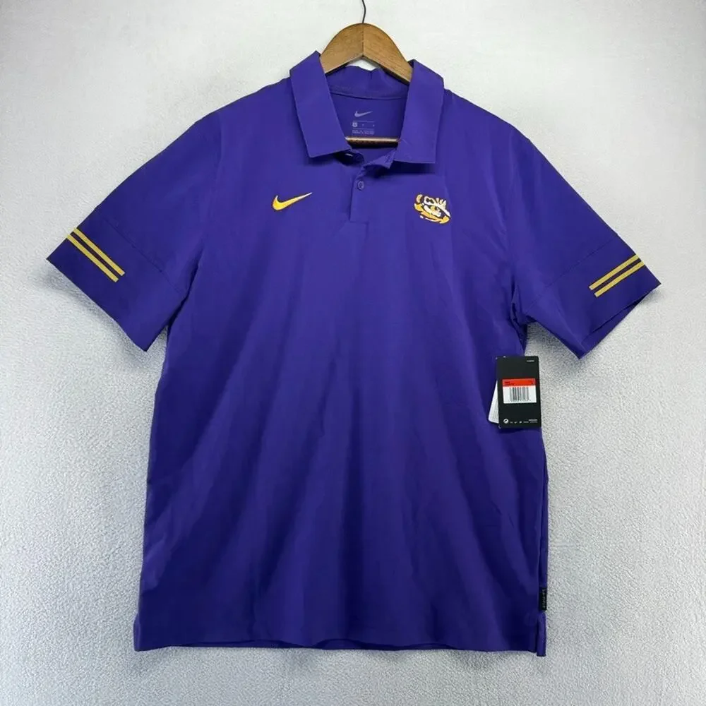 Louisiana State University Polo Shirt men's Large Purple Nike Coaches DriFit NEW